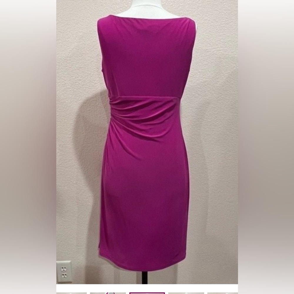 Evan Picone Fuchsia Sleeveless Dress with Side Gather, Size 8 - Picture 4 of 5